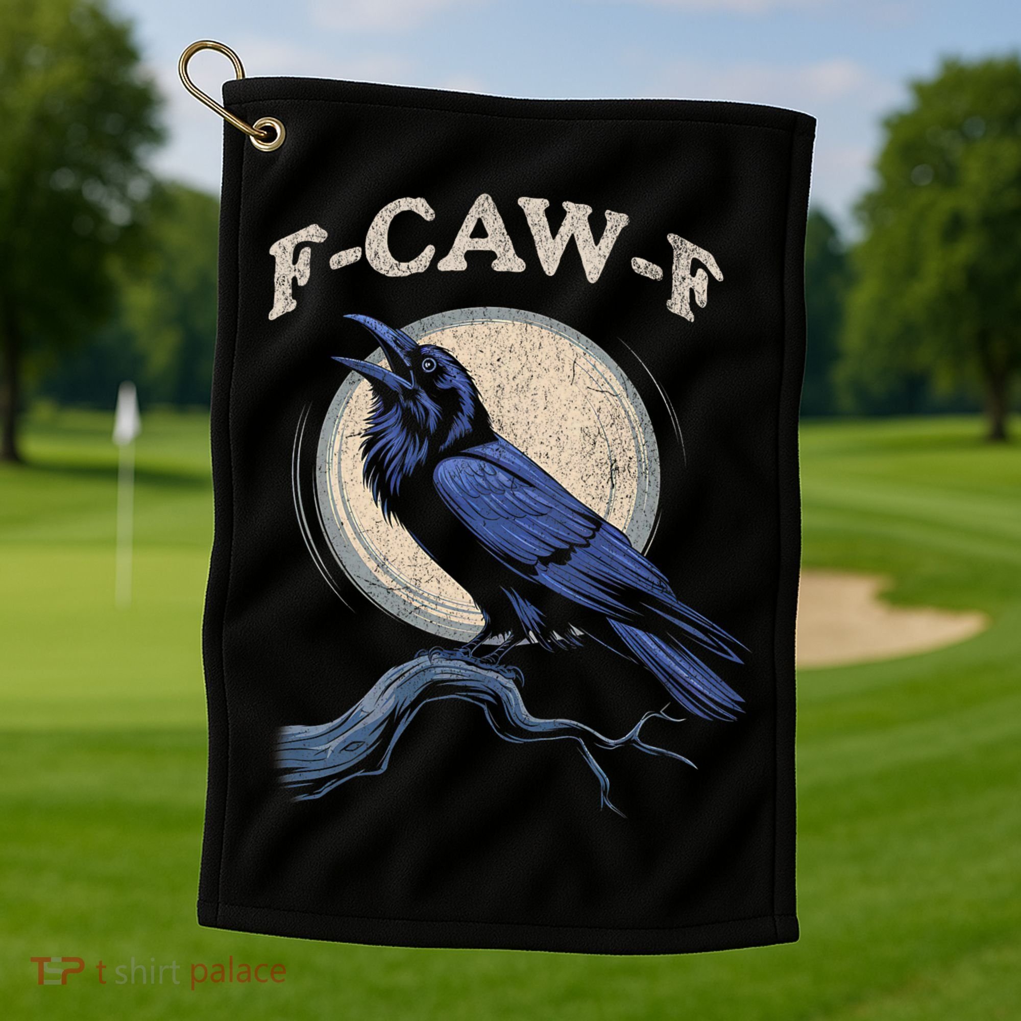 Funny Black Crow F-Caw-F Crow Lover Golf Towel
