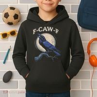 Funny Black Crow F-Caw-F Crow Lover Kids Hoodie thumb 2