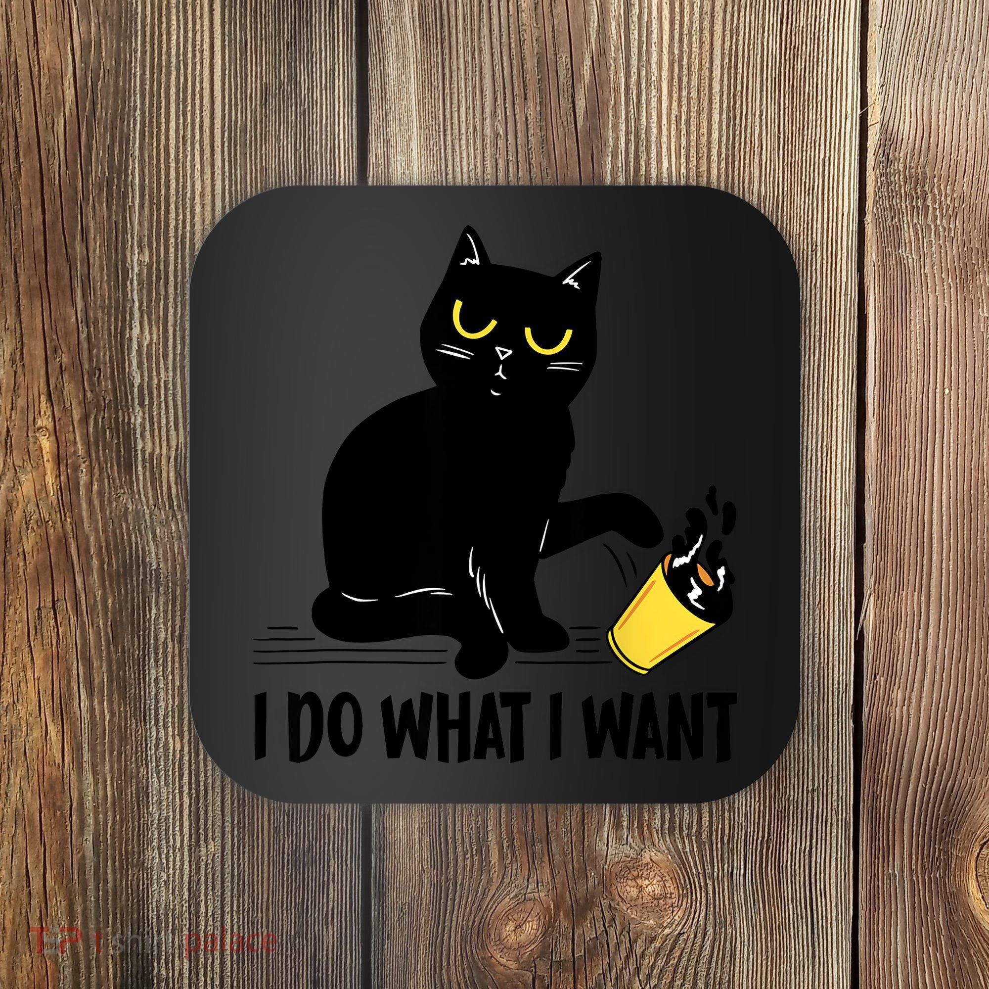 Funny Black Cat I Do What I Want Cat Lover Gifts Coaster