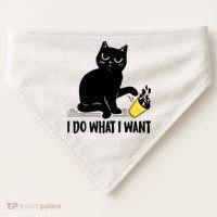 Funny Black Cat I Do What I Want Cat Lover Gifts USA-Made Doggie Bandana thumb 0