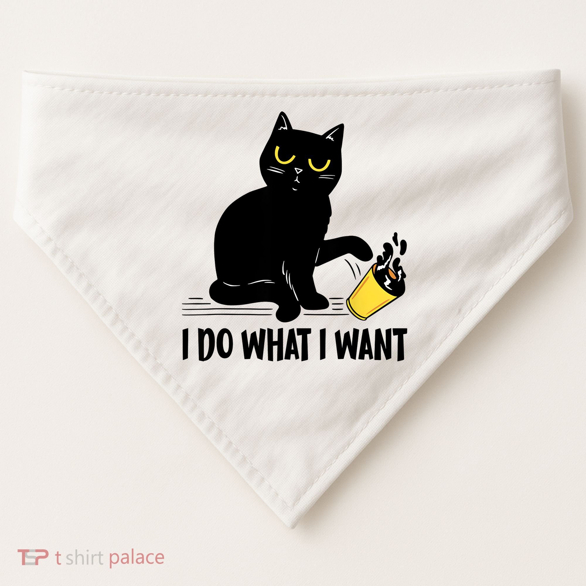 Funny Black Cat I Do What I Want Cat Lover Gifts USA-Made Doggie Bandana