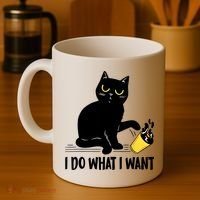 Funny Black Cat I Do What I Want Cat Lover Gifts Coffee Mug thumb 4