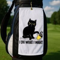 Funny Black Cat I Do What I Want Cat Lover Gifts Golf Towel thumb 2