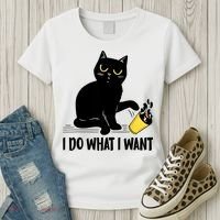 Funny Black Cat I Do What I Want Cat Lover Gifts Women's T-Shirt thumb 3