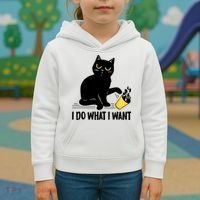 Funny Black Cat I Do What I Want Cat Lover Gifts Kids Hoodie thumb 3