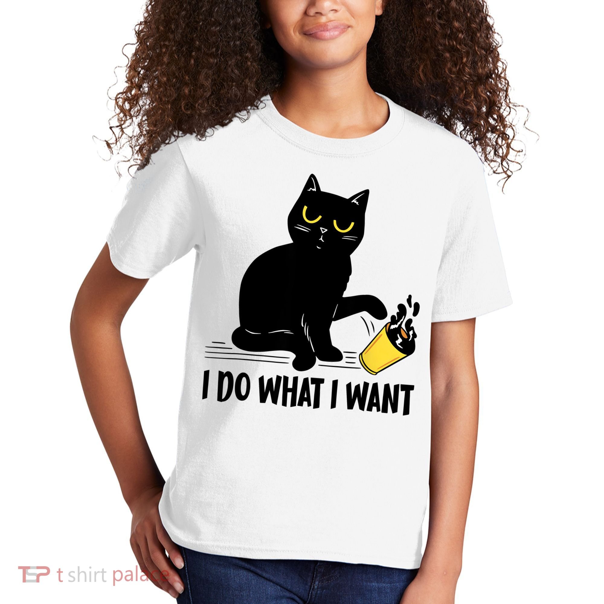 Funny Black Cat I Do What I Want Cat Lover Gifts Kids T-Shirt