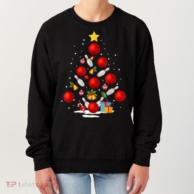 Funny Bowling Christmas Tree Lights Xmas Gifts Women's Sweatshirt