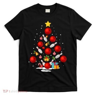 Funny Bowling Christmas Tree Lights Xmas Gifts T-Shirt