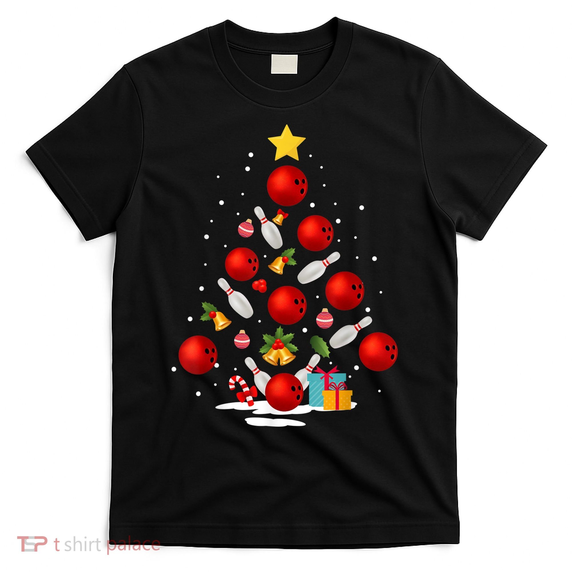 Funny Bowling Christmas Tree Lights Xmas Gifts T-Shirt