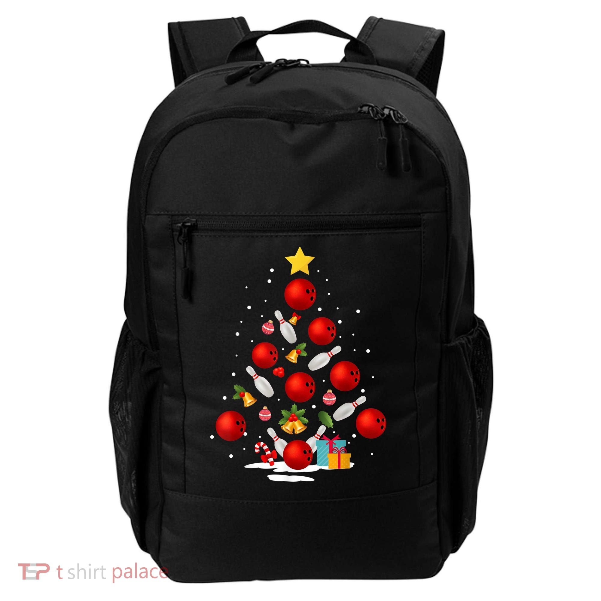 Funny Bowling Christmas Tree Lights Xmas Gifts Backpack