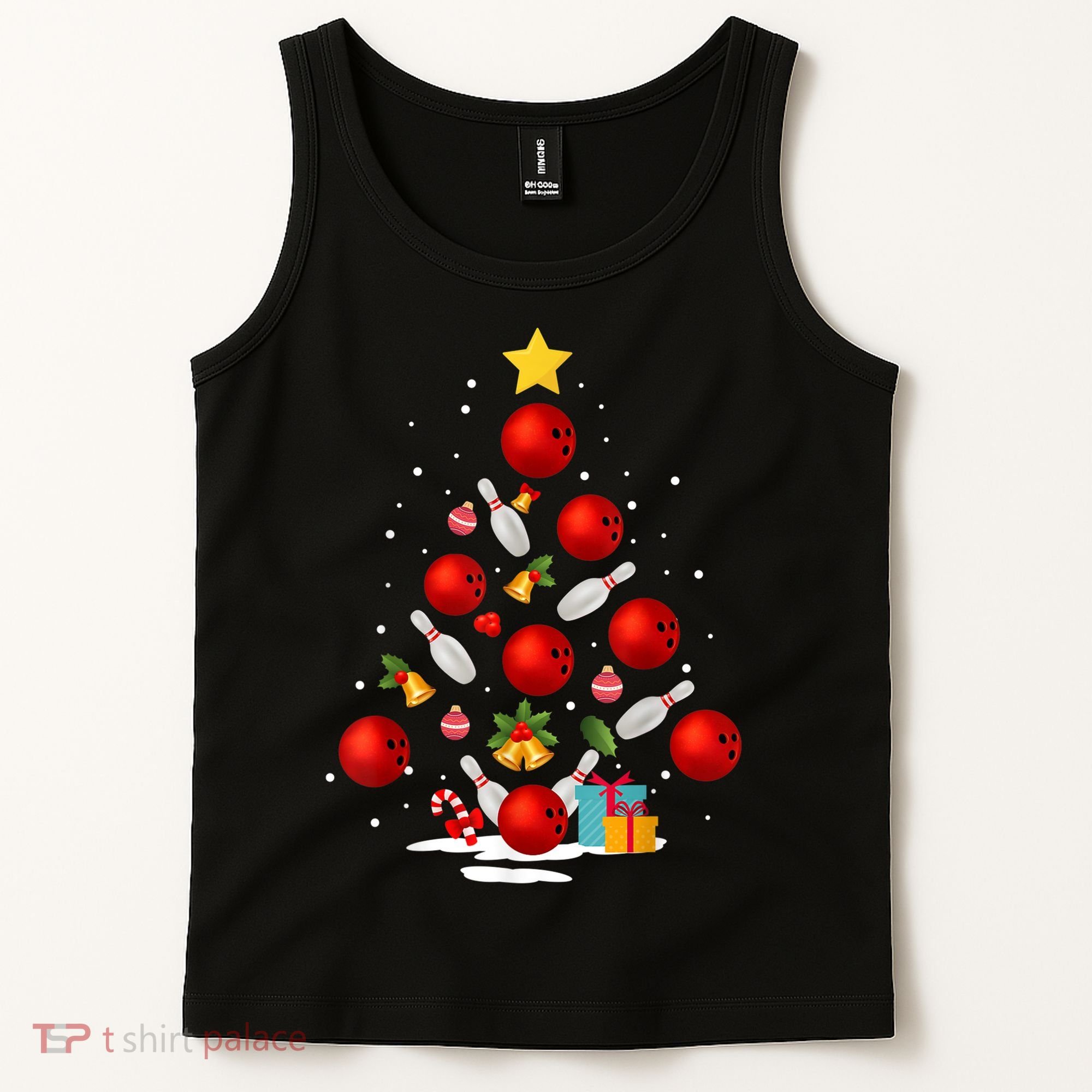 Funny Bowling Christmas Tree Lights Xmas Gifts Tank Top