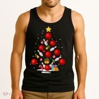Funny Bowling Christmas Tree Lights Xmas Gifts Tank Top thumb 3