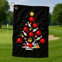 Funny Bowling Christmas Tree Lights Xmas Gifts Golf Towel thumb 1