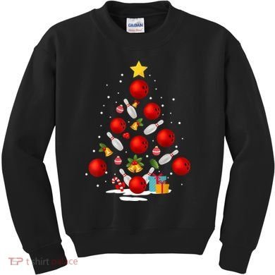 Funny Bowling Christmas Tree Lights Xmas Gifts Kids Sweatshirt