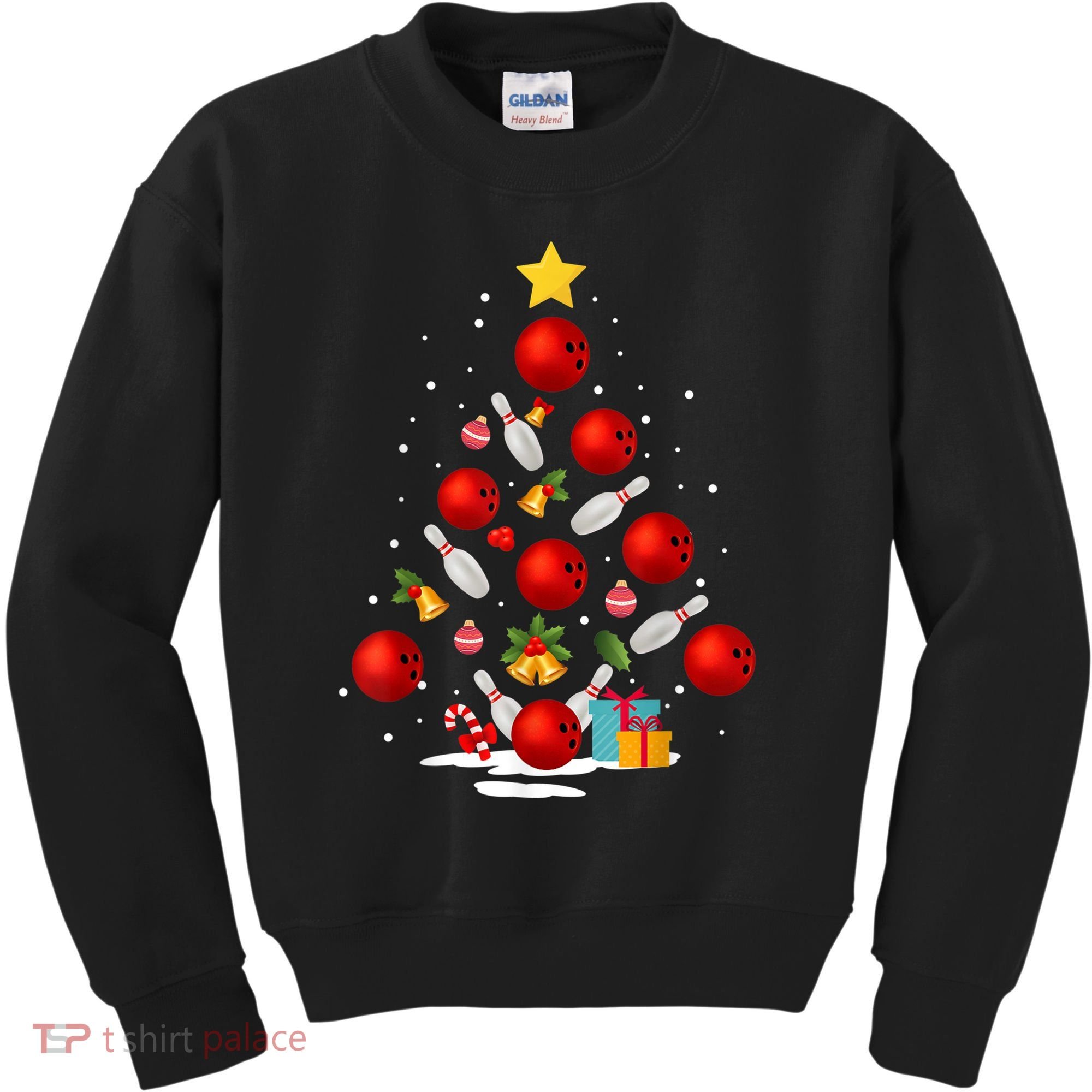 Funny Bowling Christmas Tree Lights Xmas Gifts Kids Sweatshirt