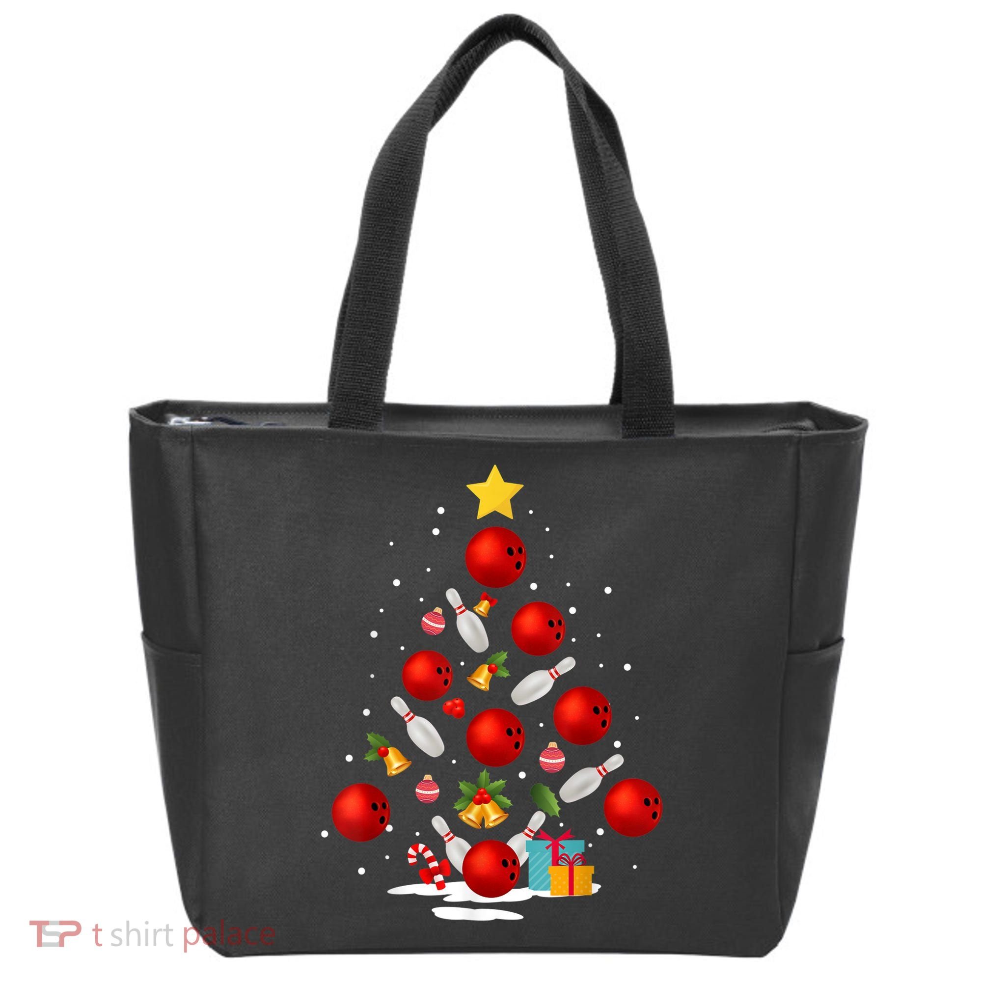 Funny Bowling Christmas Tree Lights Xmas Gifts Tote Bag