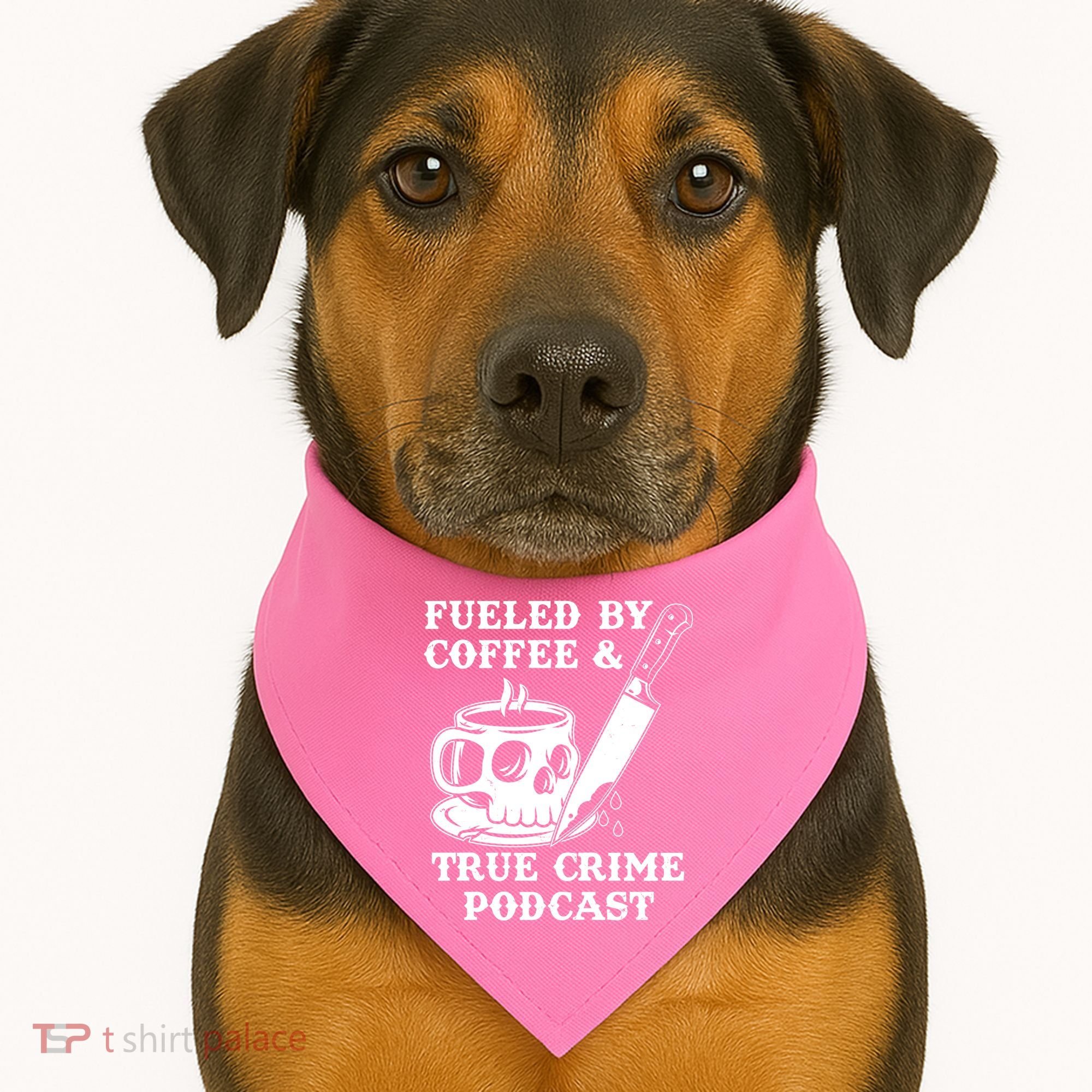 Fueled By Coffee And True Crime Podcast USA-Made Doggie Bandana