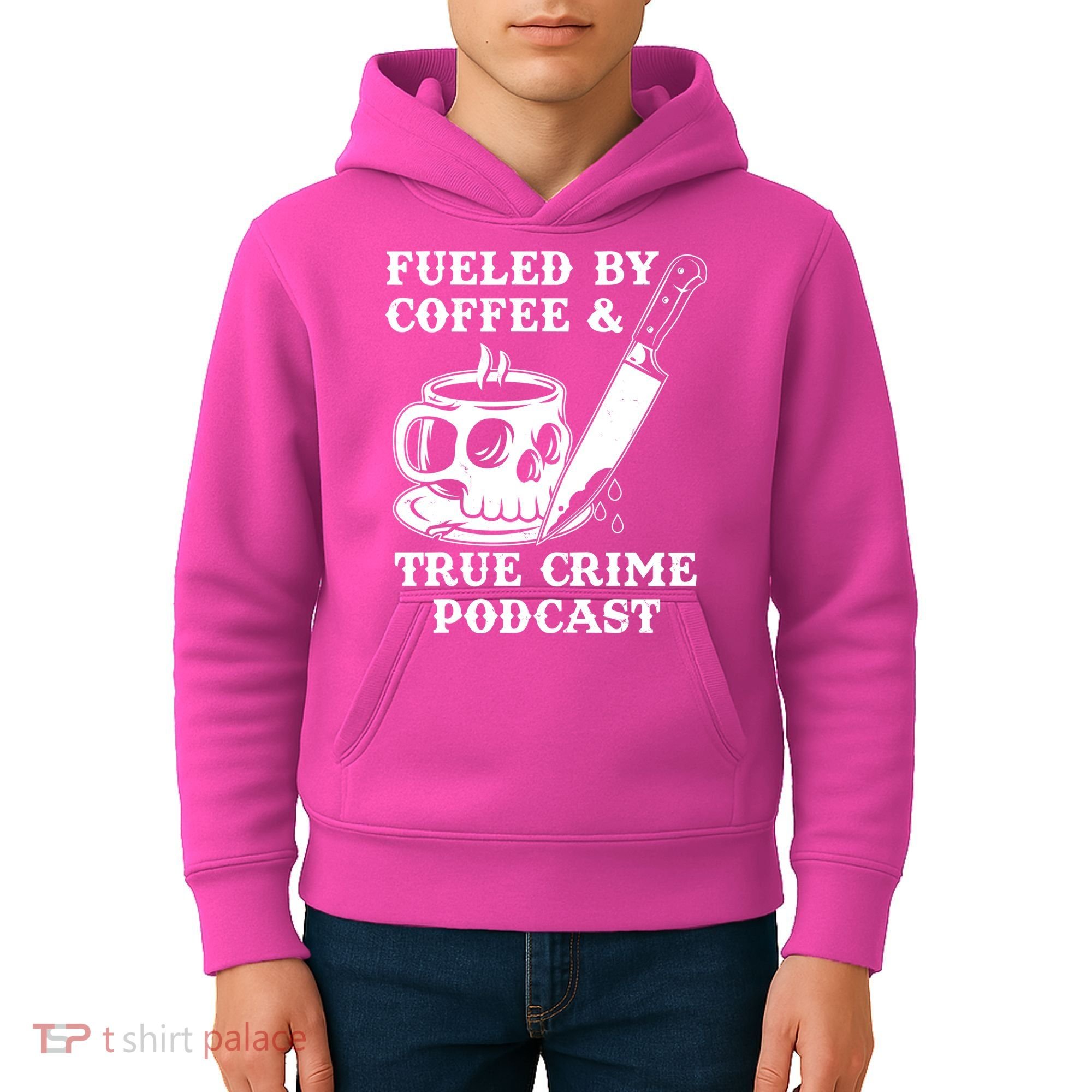 Fueled By Coffee And True Crime Podcast Kids Hoodie