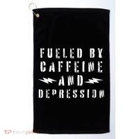 Fueled By Caffeine And Depression Golf Towel thumb 0