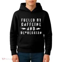 Fueled By Caffeine And Depression Kids Hoodie thumb 4