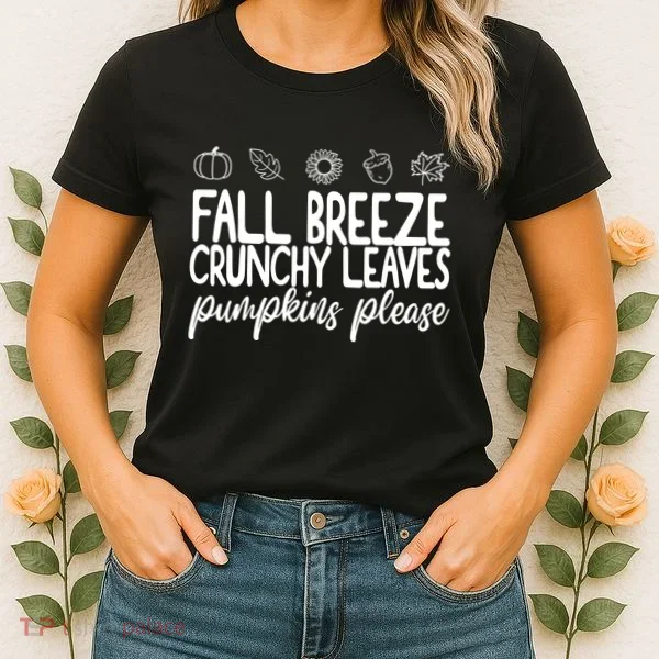 Fall Breeze Crunchy Leaves Pumpkins Please Women's T-Shirt