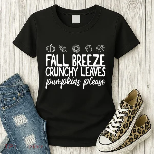 Fall Breeze Crunchy Leaves Pumpkins Please Women's T-Shirt