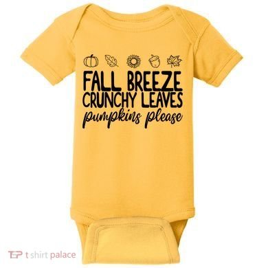Fall Breeze Crunchy Leaves Pumpkins Please Baby Bodysuit