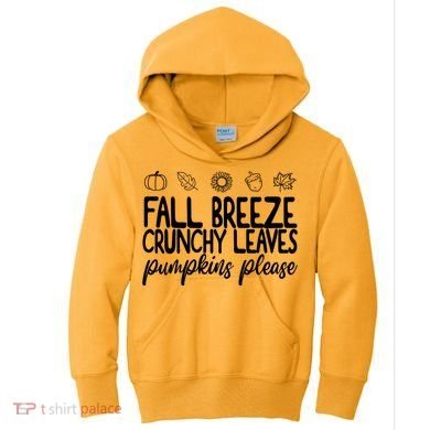 Fall Breeze Crunchy Leaves Pumpkins Please Kids Hoodie