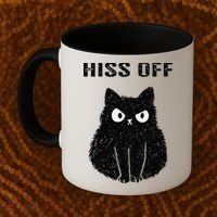 Funny Black Cat Hiss Off Meow Cat Coffee Mug thumb 2