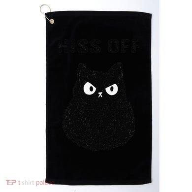 Funny Black Cat Hiss Off Meow Cat Golf Towel