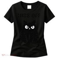 Funny Black Cat Hiss Off Meow Cat Women's T-Shirt thumb 0