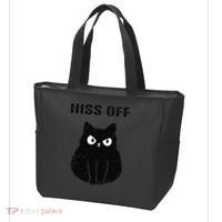 Funny Black Cat Hiss Off Meow Cat Tote Bag thumb 3