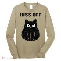 Funny Black Cat Hiss Off Meow Cat Long Sleeve Shirt thumb 0