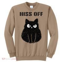 Funny Black Cat Hiss Off Meow Cat Sweatshirt thumb 0