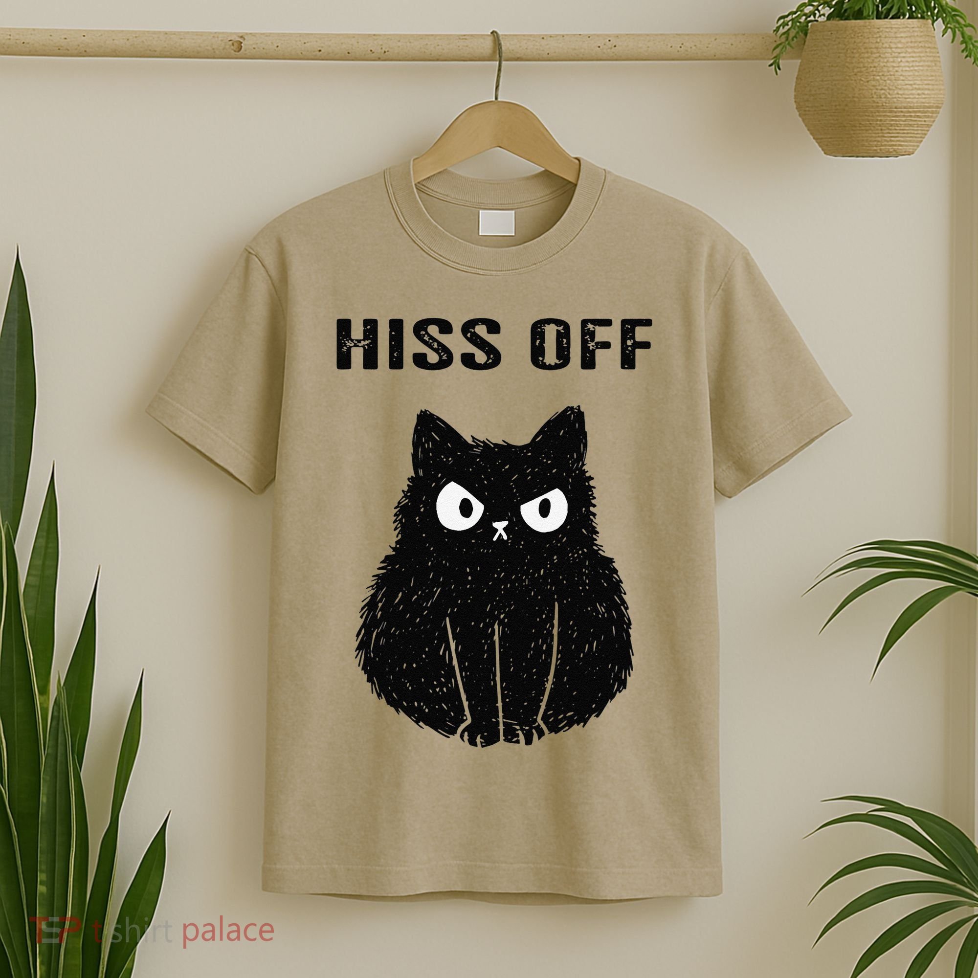 Funny Black Cat Hiss Off Meow Cat T-Shirt