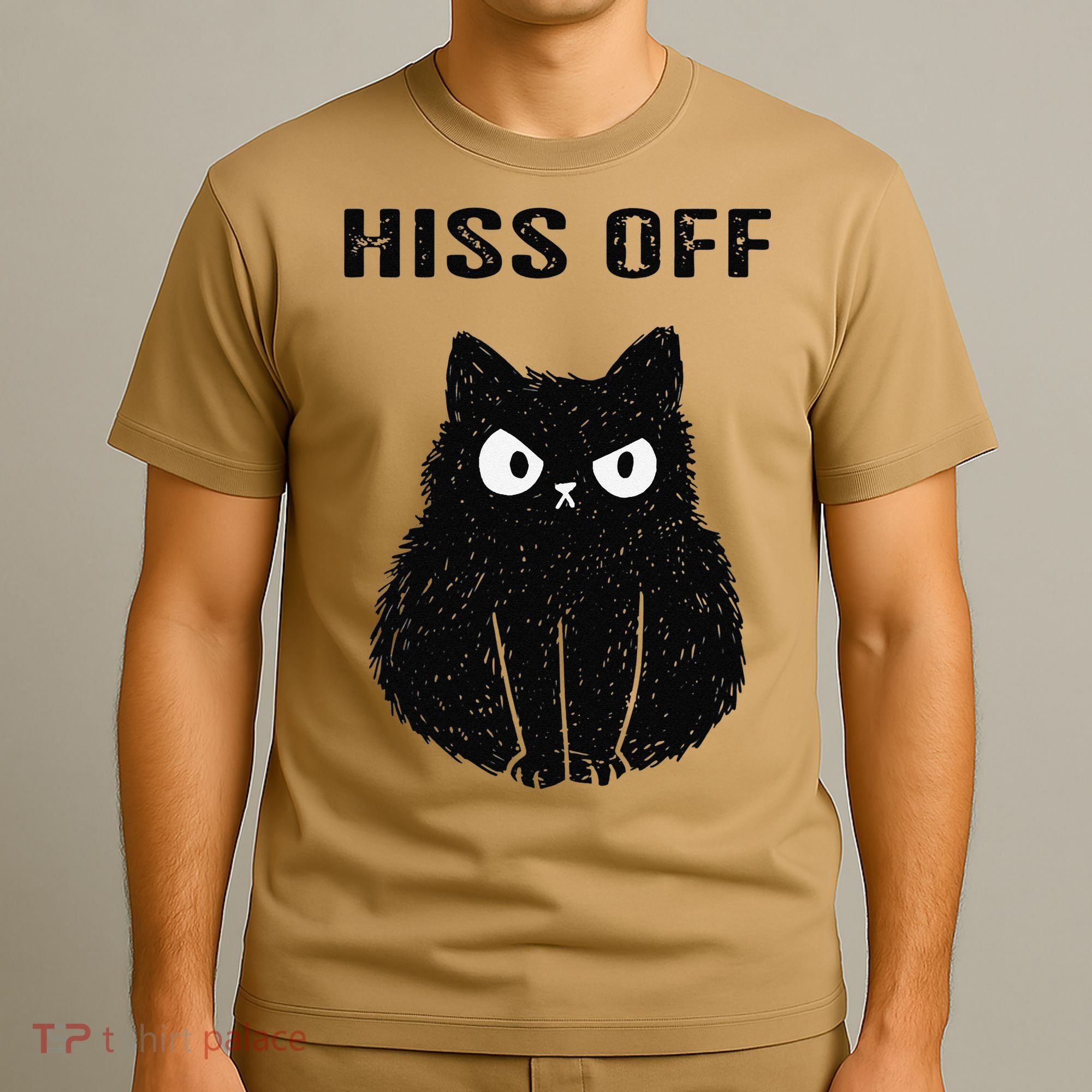 Funny Black Cat Hiss Off Meow Cat T-Shirt