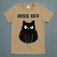 Funny Black Cat Hiss Off Meow Cat T-Shirt thumb 5