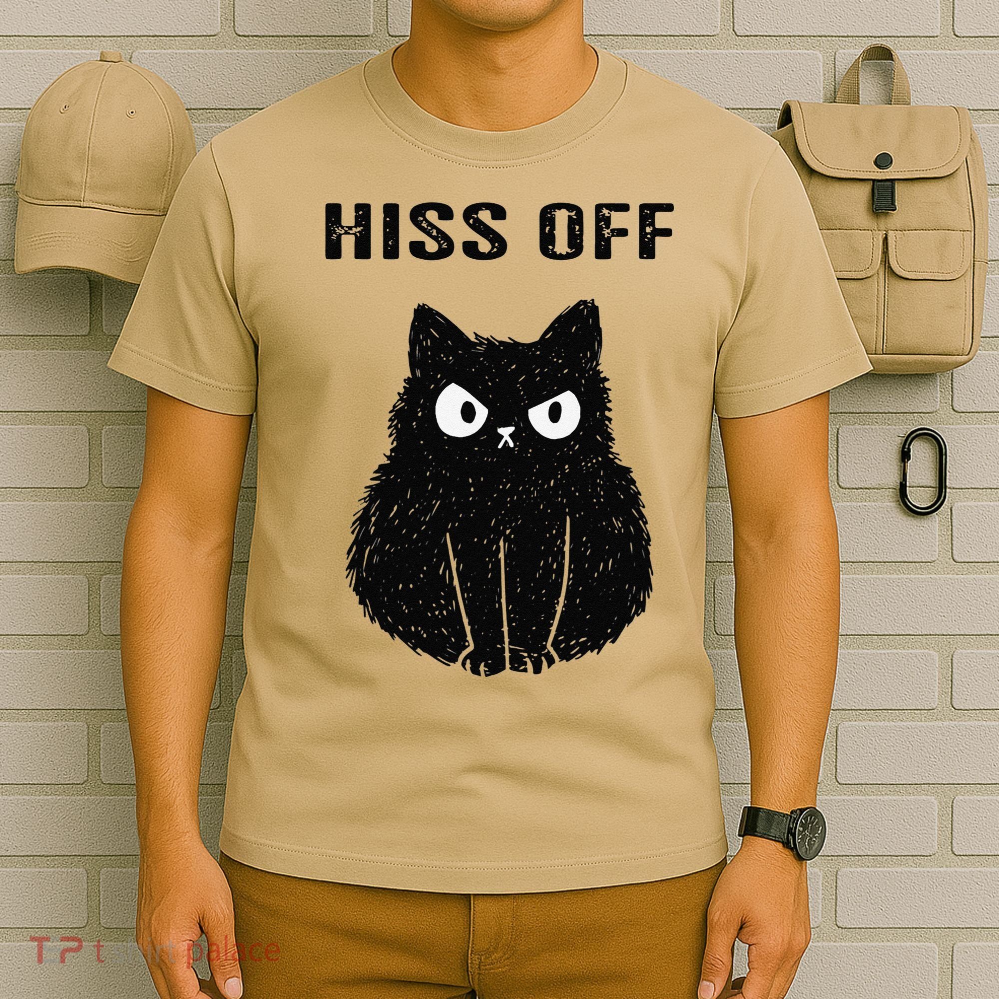 Funny Black Cat Hiss Off Meow Cat T-Shirt