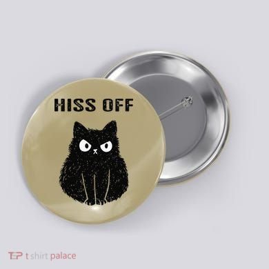 Funny Black Cat Hiss Off Meow Cat Button
