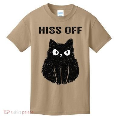Funny Black Cat Hiss Off Meow Cat Kids T-Shirt