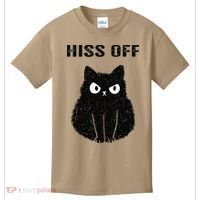 Funny Black Cat Hiss Off Meow Cat Kids T-Shirt thumb 0