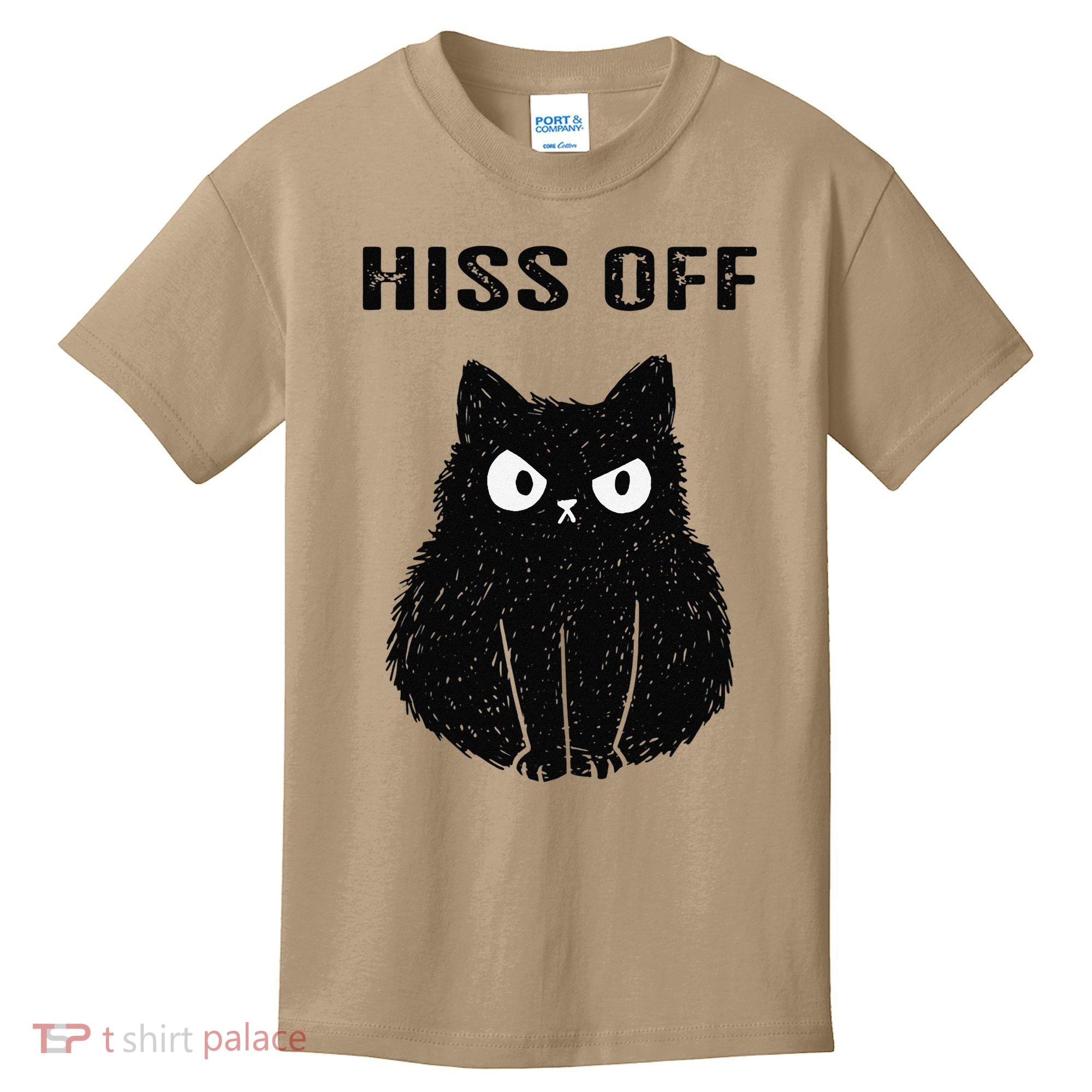 Funny Black Cat Hiss Off Meow Cat Kids T-Shirt