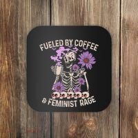 Fueled By Coffee & Feminist Rage Feminism Coffee Lovers Coaster thumb 0