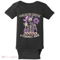 Fueled By Coffee & Feminist Rage Feminism Coffee Lovers Baby Bodysuit thumb 0