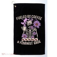 Fueled By Coffee & Feminist Rage Feminism Coffee Lovers Golf Towel thumb 0