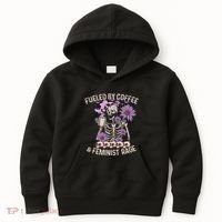 Fueled By Coffee & Feminist Rage Feminism Coffee Lovers Kids Hoodie thumb 0