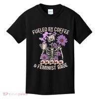 Fueled By Coffee & Feminist Rage Feminism Coffee Lovers Kids T-Shirt thumb 0