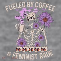 Fueled By Coffee & Feminist Rage Feminism Coffee Lovers Women's Racerback Cropped Tank thumb 2