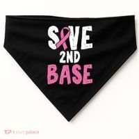 Funny Breast Cancer Awareness Month Save Second 2nd Base Great Gift USA-Made Doggie Bandana thumb 0