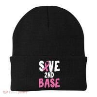 Funny Breast Cancer Awareness Month Save Second 2nd Base Great Gift Beanie thumb 0